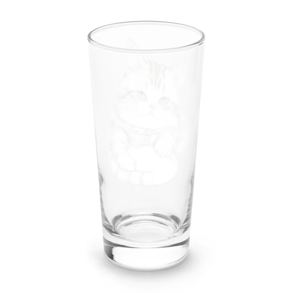 姫とすずり。のゆったりとくつろぐねこ Long Sized Water Glass :back