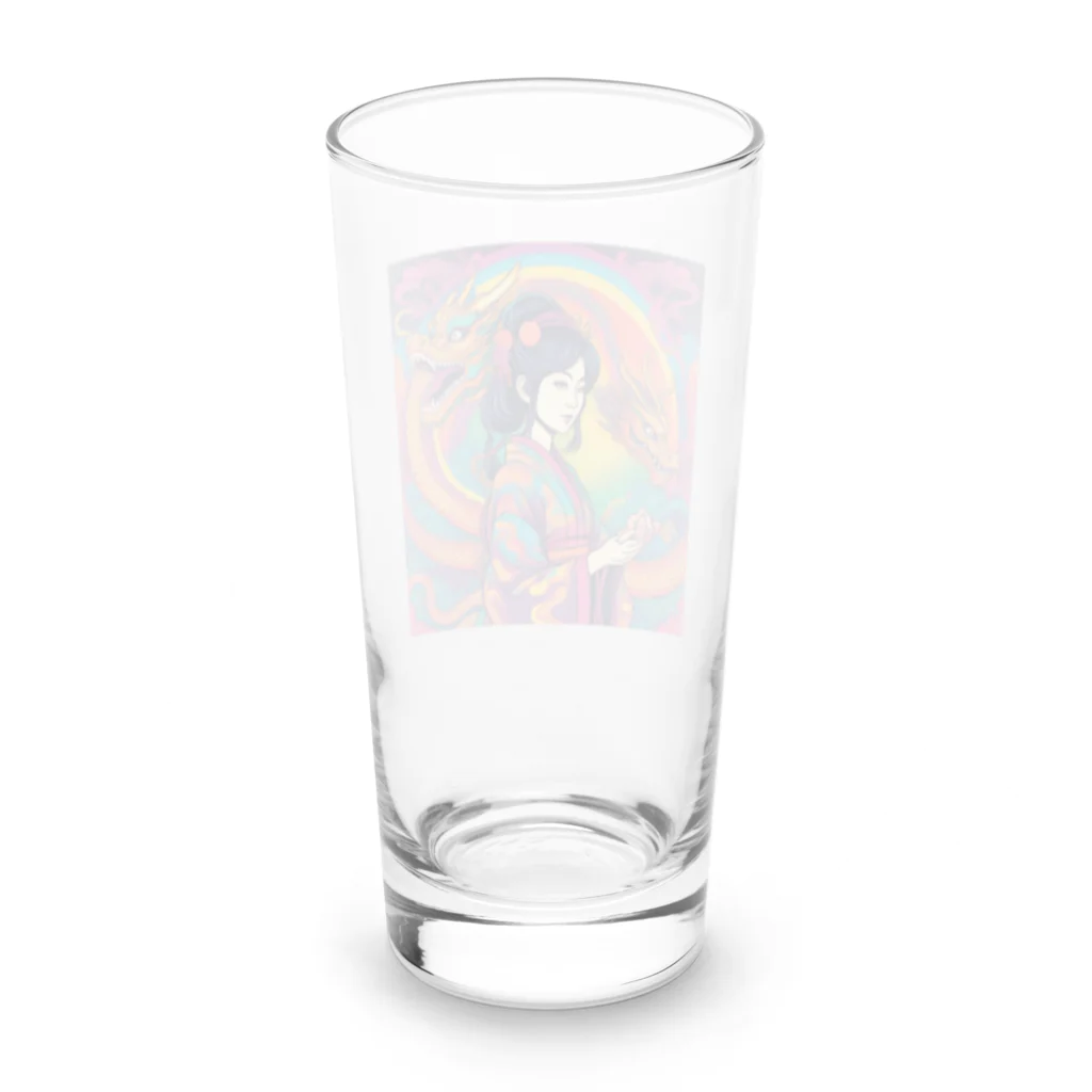 100万屋の百万屋の双竜と巫女グッツ Long Sized Water Glass :back