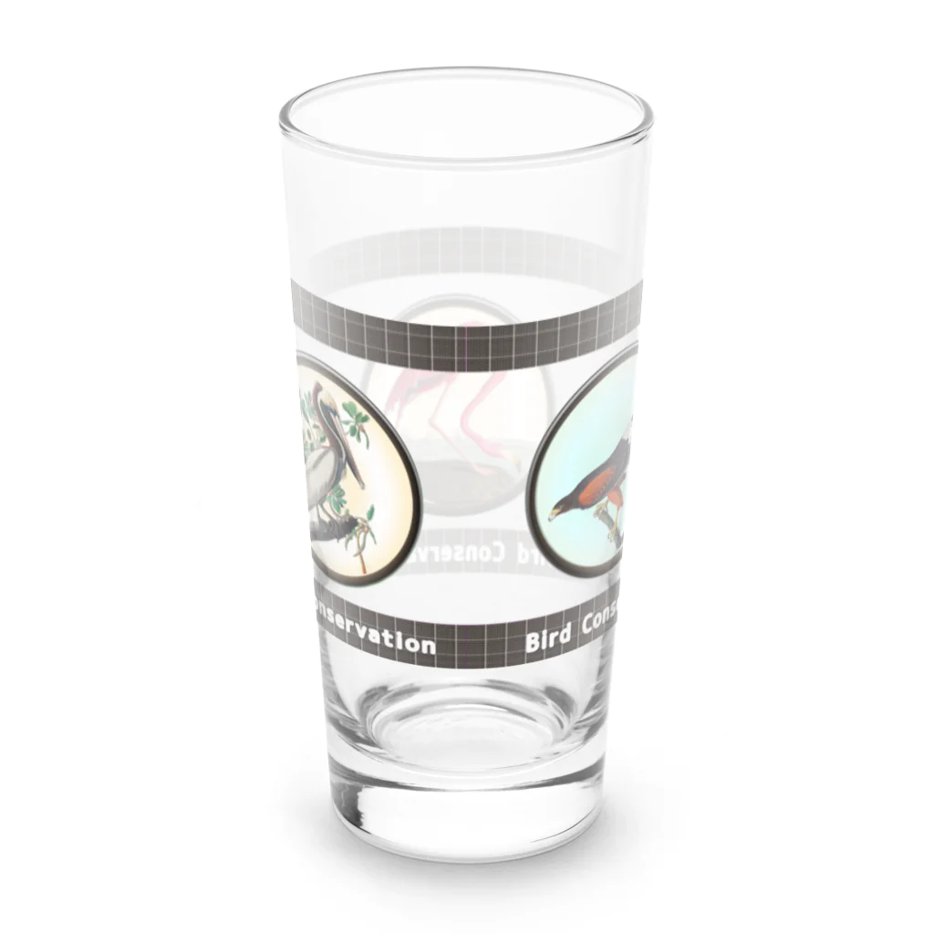 アニマル四字熟語の「Bird conservation」野鳥保護サーモンタンブラー Long Sized Water Glass :back