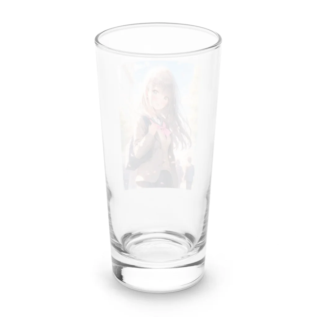 シロクマペンギンのブレザーセーラー服ミックス制服の女の子 Long Sized Water Glass :back