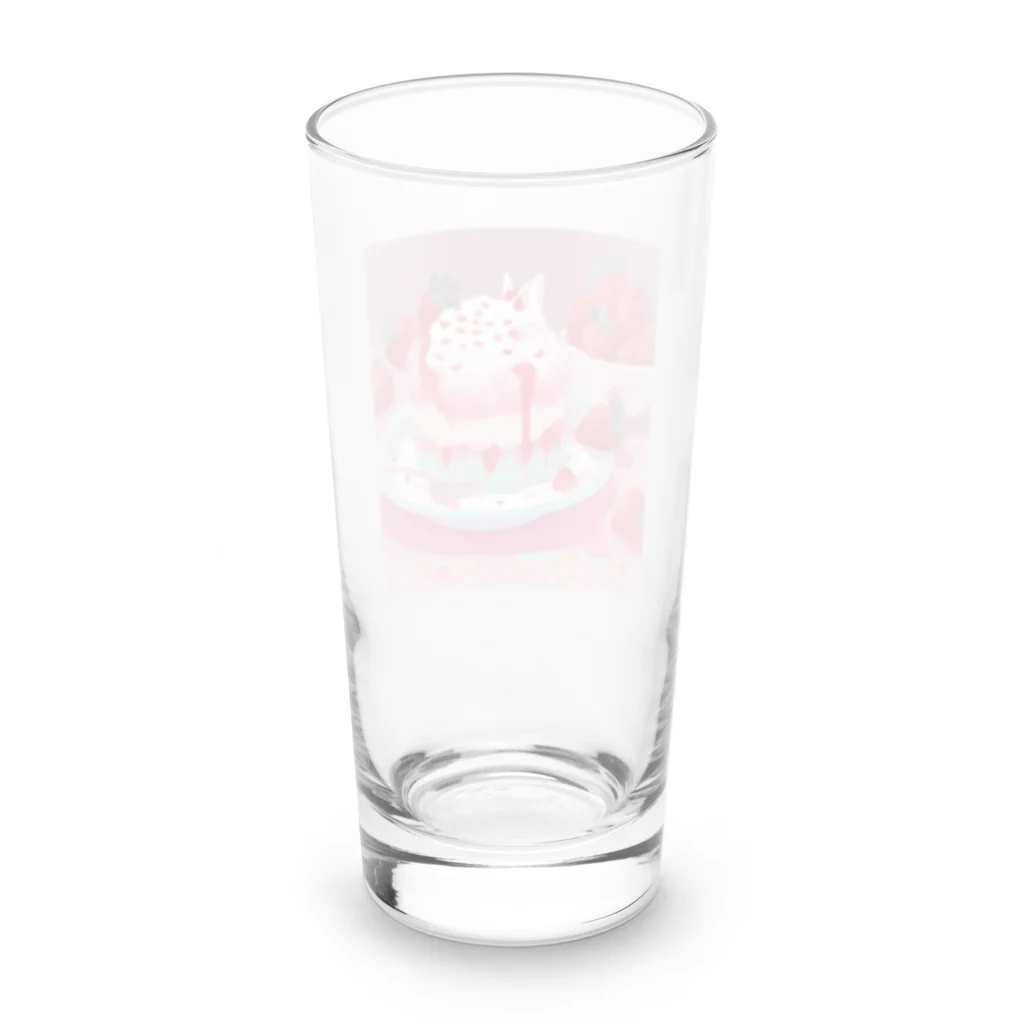 uchakyumaのいちごケーキにネコ Long Sized Water Glass :back