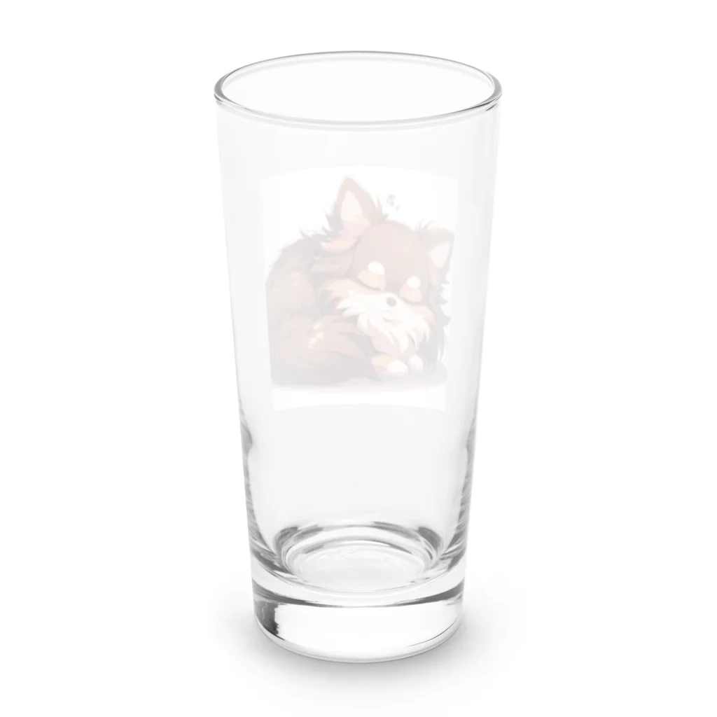 AutoArtistryのかわいいロングコートチワワ　アニメ風グッズ（おやすみバージョン） Long Sized Water Glass :back