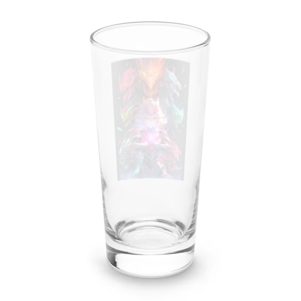 シロクマペンギンのドラゴンファイターガールwith竜の変身ヒーロー Long Sized Water Glass :back