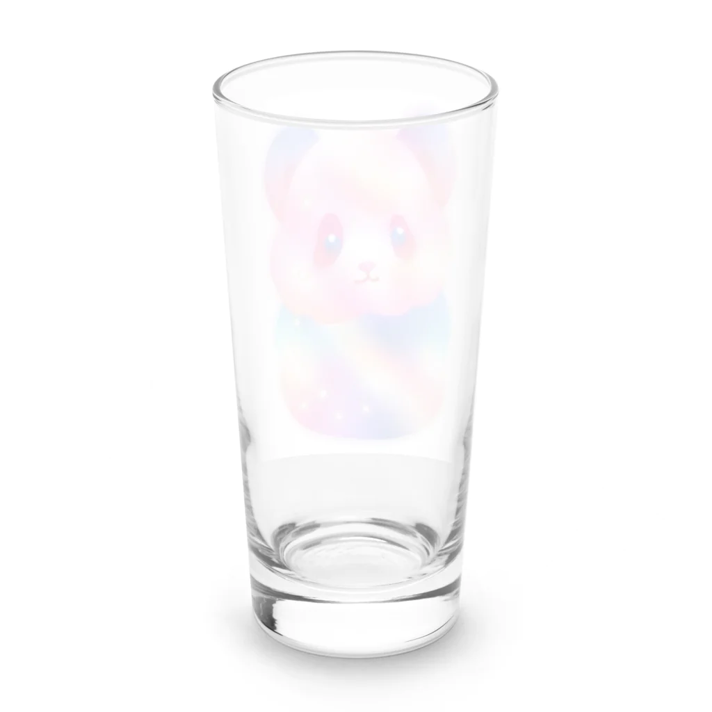 ゆめかわSHOPの（パンダ）ふわふわわたあめ動物園 Long Sized Water Glass :back