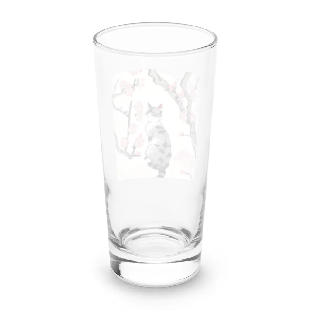 やさぐれちゃんの春の花と猫 Long Sized Water Glass :back