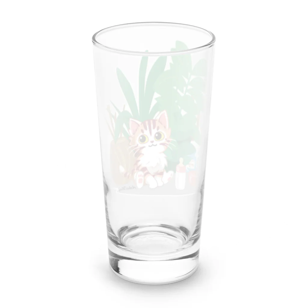 AckeeWolf Art Shopの可愛い子猫のミルクタイム Long Sized Water Glass :back