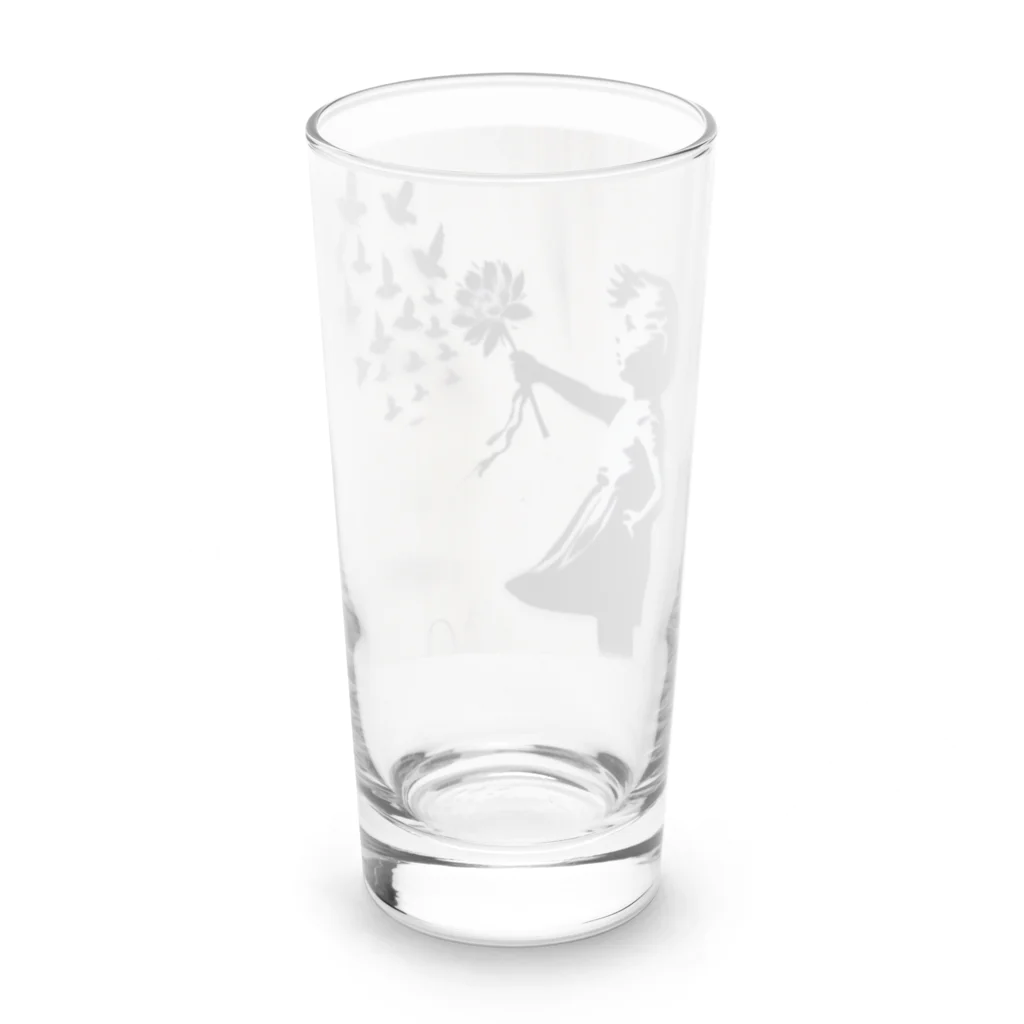 ビンパシーの館の花束でマジックする女の子 Long Sized Water Glass :back