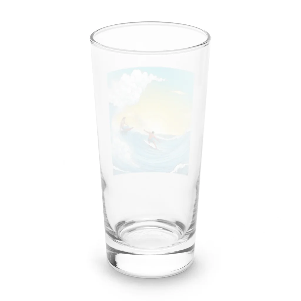 どうぶつやのハワイ　サーフィン Long Sized Water Glass :back