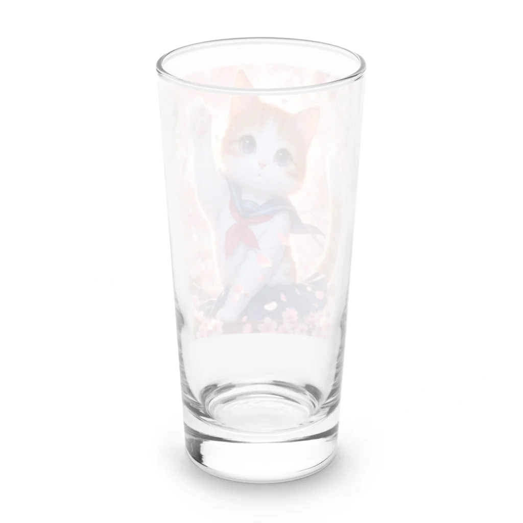 ParadigmStar　パラダイムスターの桜咲く華の学生猫 hana Long Sized Water Glass :back