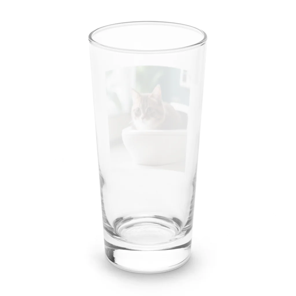 kojakechanのトイレに入るかわいいマンチカンのマカデミアナッツくん Long Sized Water Glass :back