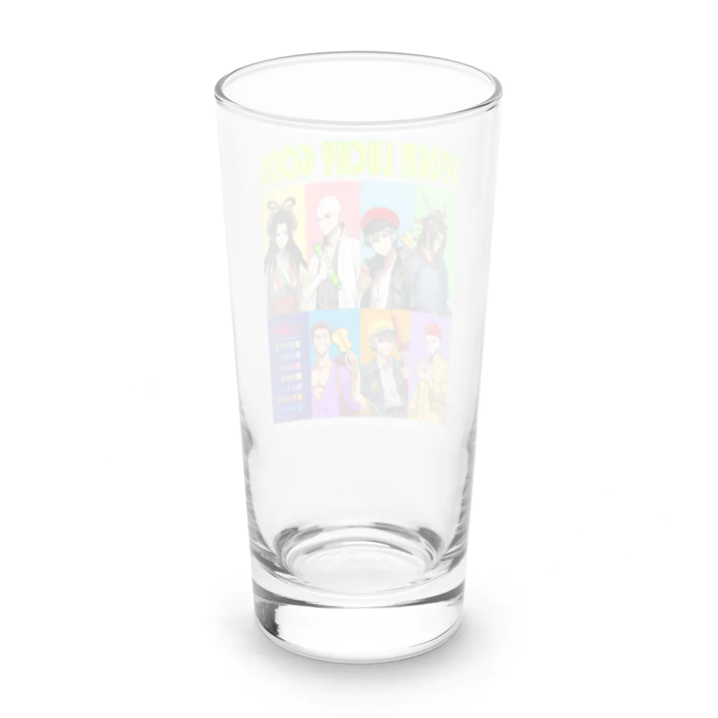 kazu_gの美男美女の七福神！勢ぞろい！（濃色用） Long Sized Water Glass :back