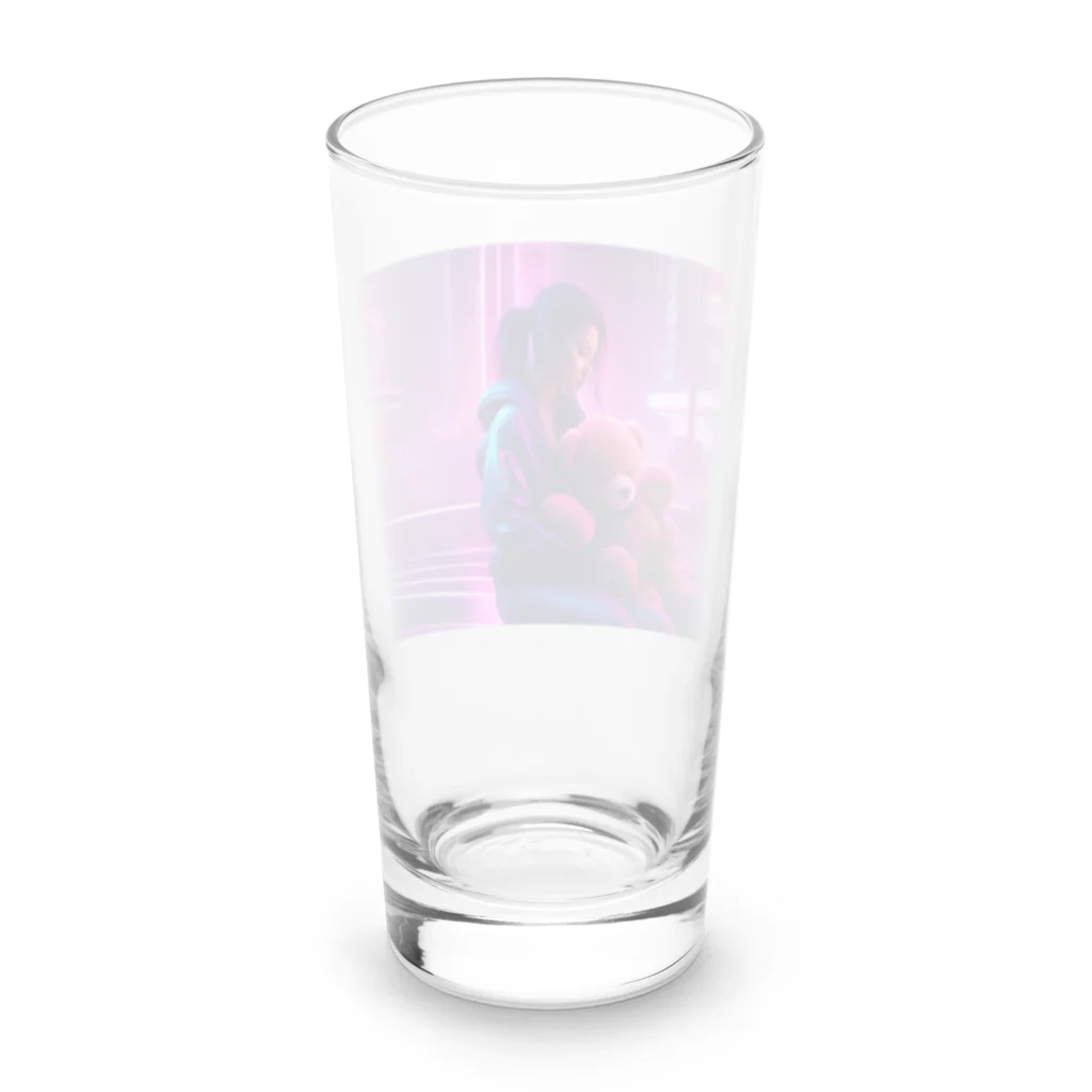 wkb777のくまのぬいぐるみと女性 Long Sized Water Glass :back