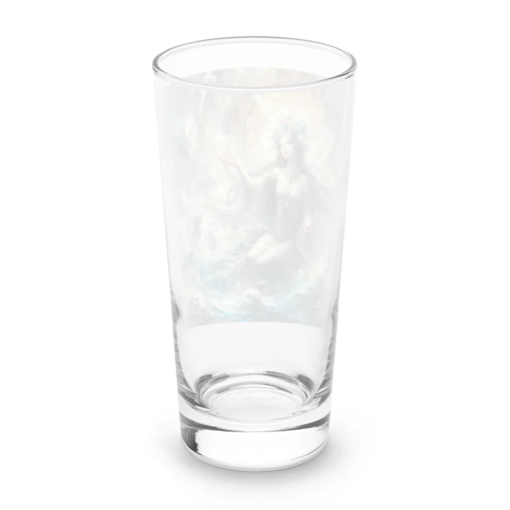 3匹の黒猫 ショップの水の女神と猫 Long Sized Water Glass :back