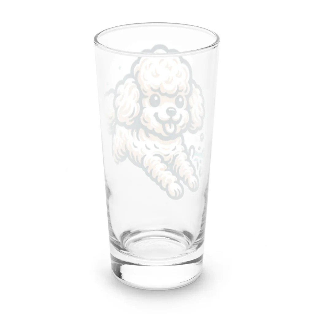 Tokyo_Doodleのもふもふアプリコット　トイプードル　みずあそび Long Sized Water Glass :back