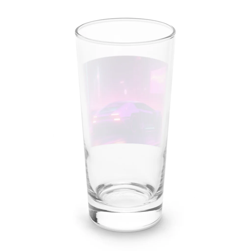 shell_hutの闇夜の中、主人公が追手から逃げるために猛スピードで運転している車 Long Sized Water Glass :back