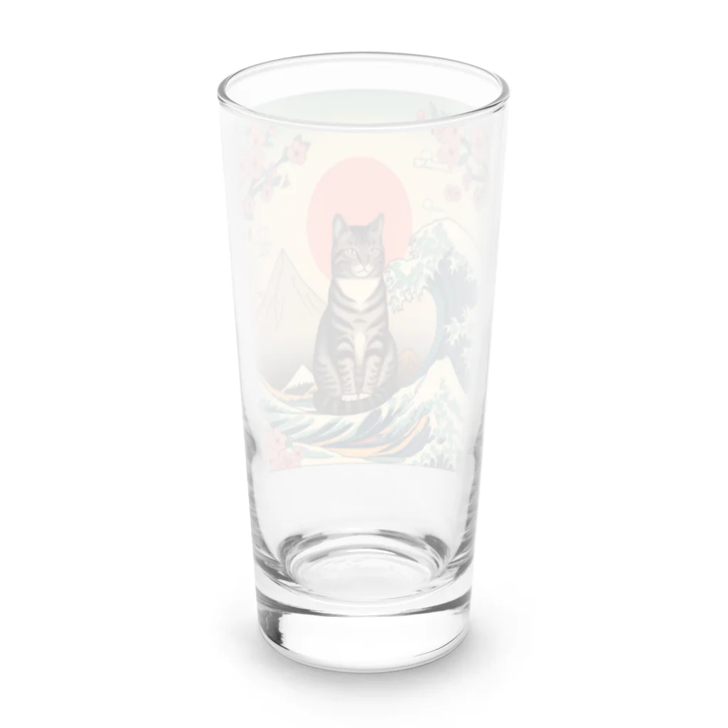 ParadigmStar　パラダイムスターの浮世絵波富士猫 Long Sized Water Glass :back