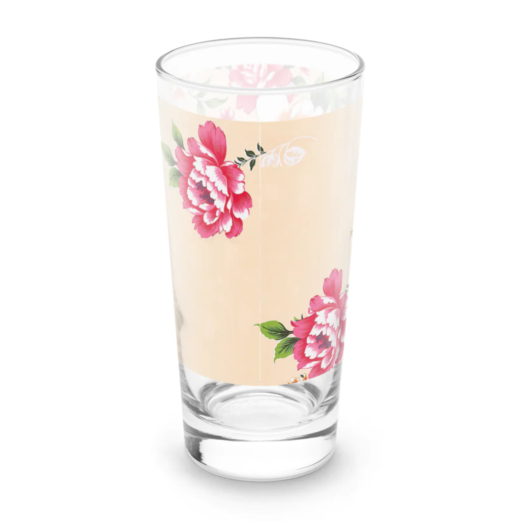 Love taiwanの台湾の伝統的な花柄 (牡丹ピンク) / ロンググラス ロンググラス反対面