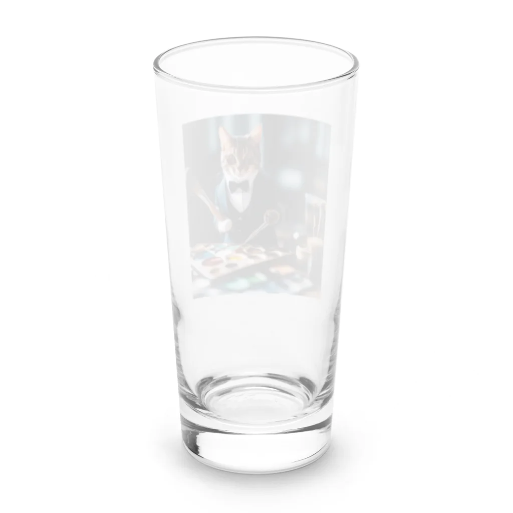 Koroniumの一匹の個性的な猫が絵筆を握っています Long Sized Water Glass :back