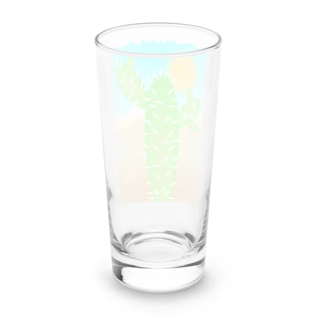 ファンシーTシャツ屋の砂漠の太陽とサボテン Long Sized Water Glass :back