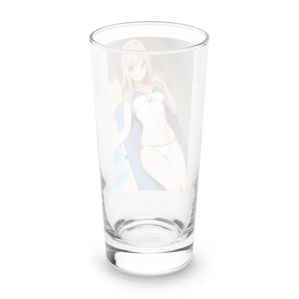 AIオリジナルイラスト　美女男子の金髪で美人な彼女 Long Sized Water Glass :back