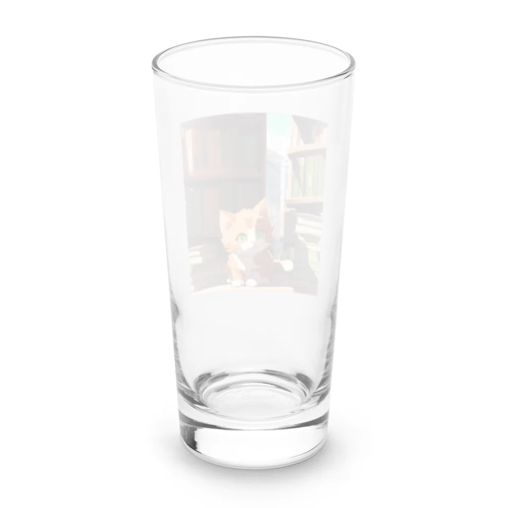 yoiyononakaの茶猫と本の部屋 Long Sized Water Glass :back