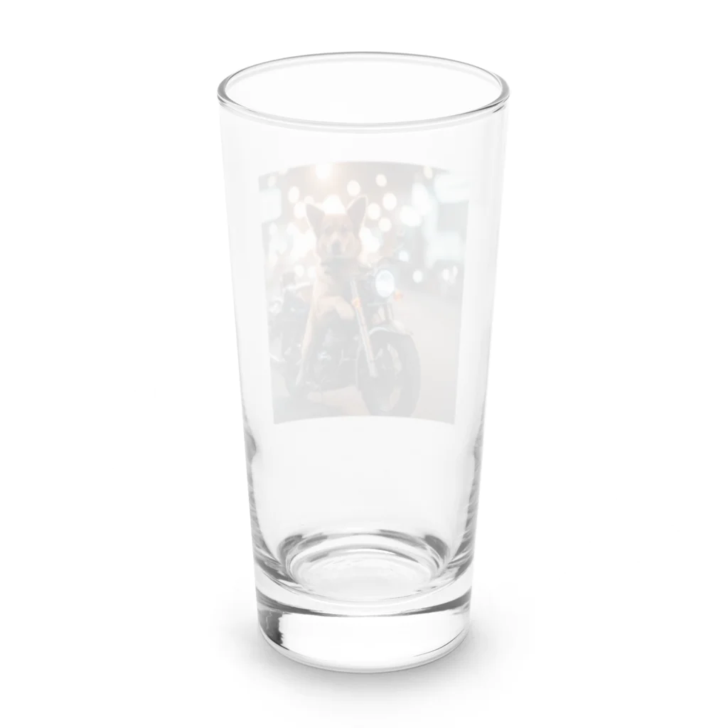 くろねこの雑貨屋のバイクに乗っているワンちゃん Long Sized Water Glass :back