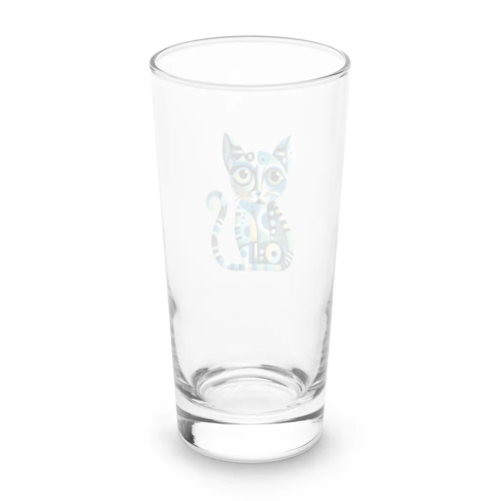 大人かわいい動物の世界のカラフル猫 Long Sized Water Glass :back