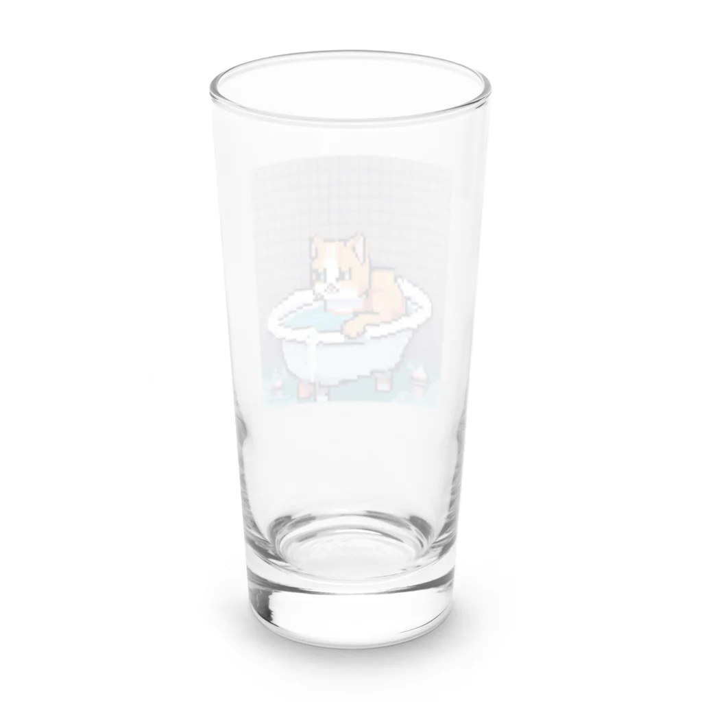 wakuwaku26のお風呂に入るボス猫 Long Sized Water Glass :back