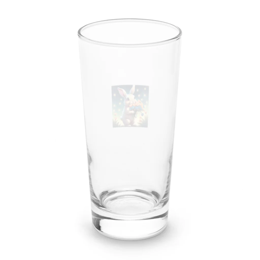 鼻かむうさぎの花束を持つウサギ Long Sized Water Glass :back