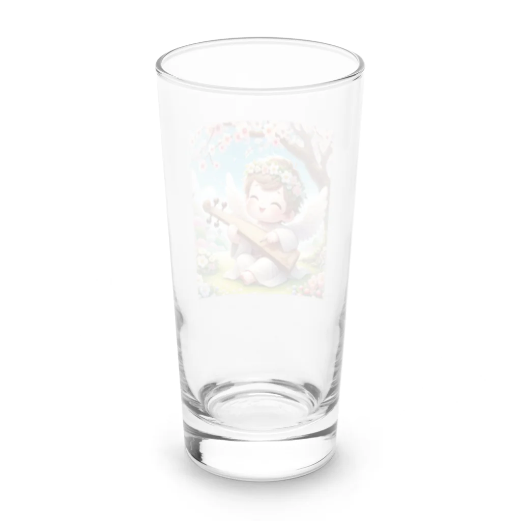 天使の館の琴を奏でる天使 Long Sized Water Glass :back