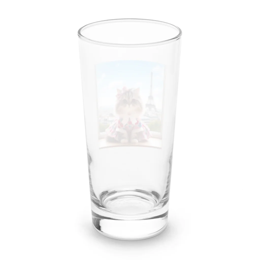 redpanda_pandaのエッフェル塔と猫ちゃん Long Sized Water Glass :back