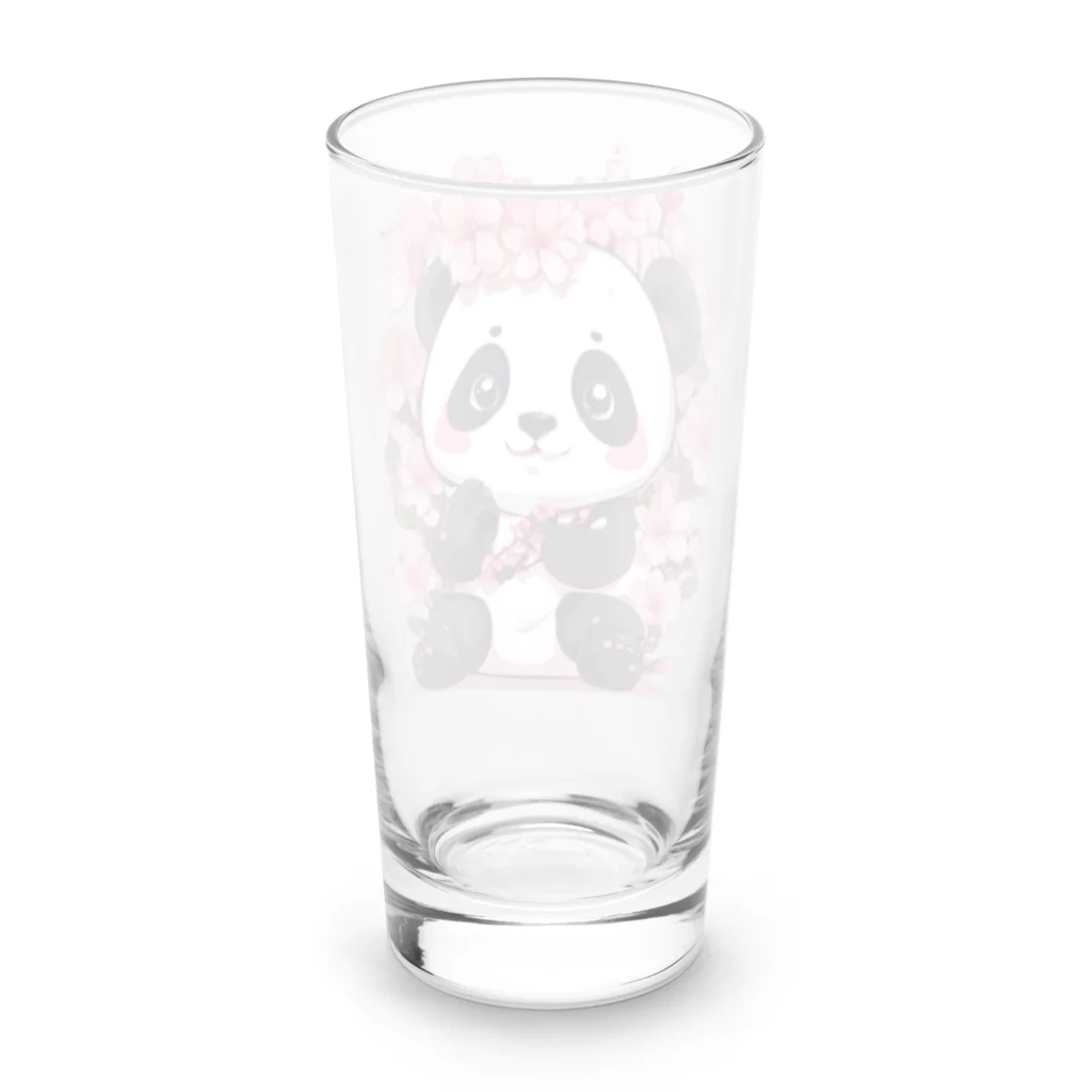 waterpandaの満開桜とパンダ Long Sized Water Glass :back