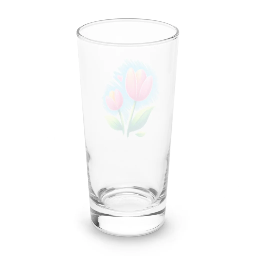 gentle_timeの春の訪れを告げる、やわらかなチューリップの花々 Long Sized Water Glass :back