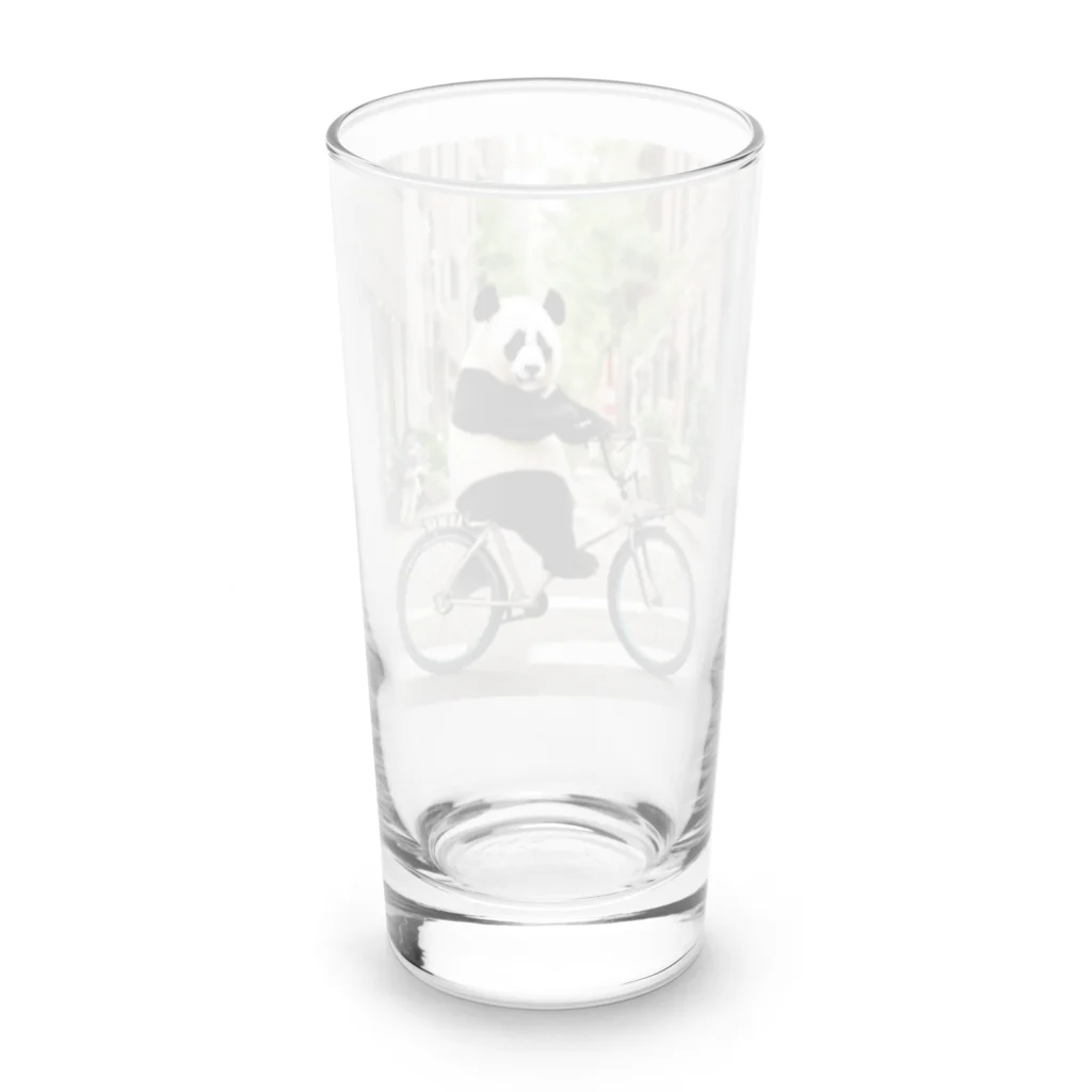 junpeiganba07の街の中を自転車で走るパンダ Long Sized Water Glass :back