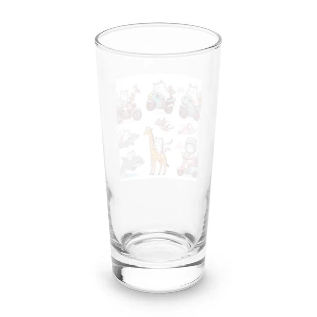 show0504の乗り物ネコ Long Sized Water Glass :back