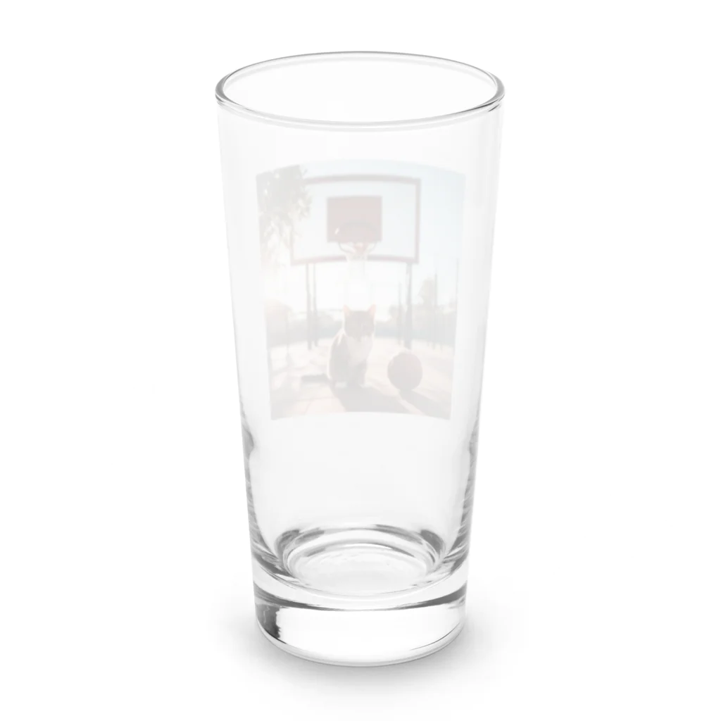 にゃんまる堂のバスケ猫 Long Sized Water Glass :back