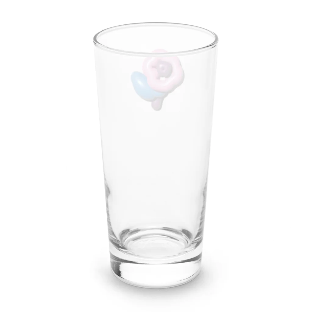 Q_kyuのバルーンフラワー　ピンク Long Sized Water Glass :back