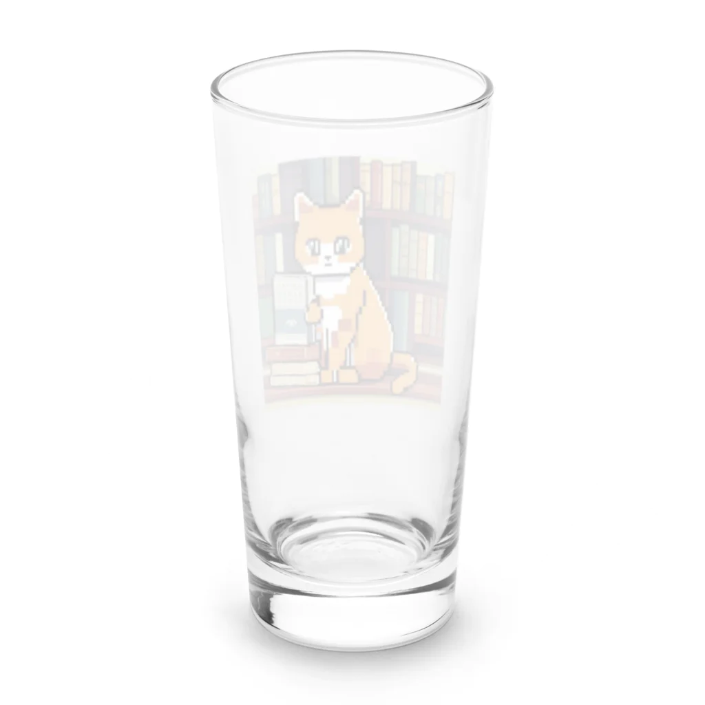 ドット絵ねこさんの読書猫さん Long Sized Water Glass :back