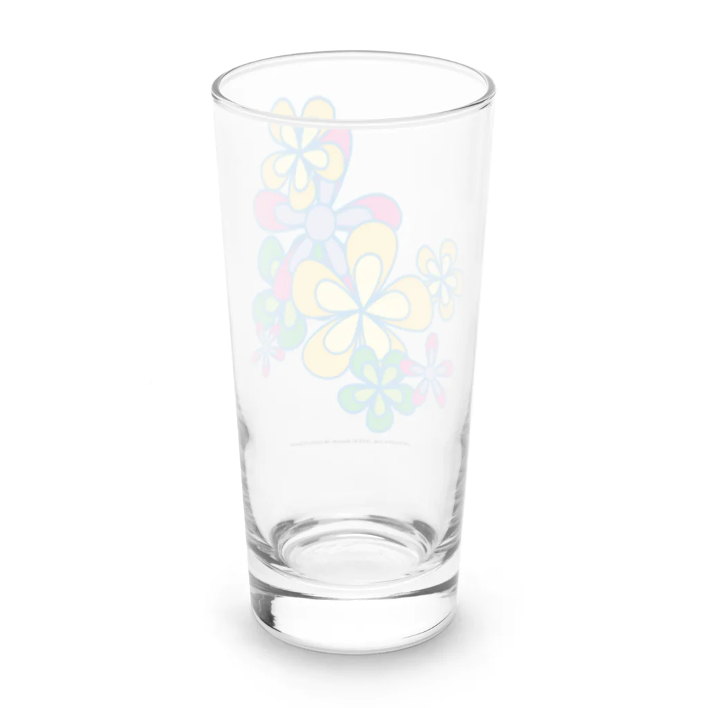 ファンシーTシャツ屋のカラフルフラワーアート Long Sized Water Glass :back