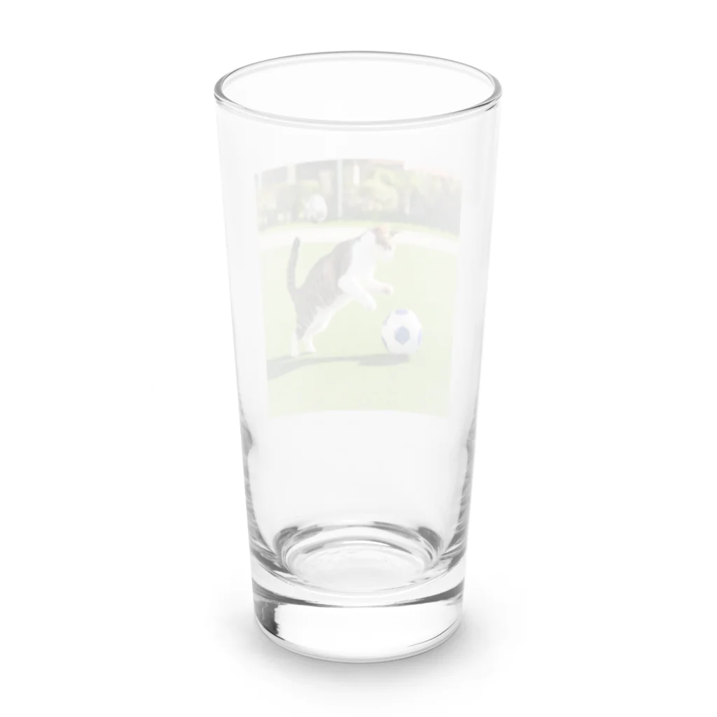 huwahuwa_nikonikoshopのサッカーするネコ Long Sized Water Glass :back