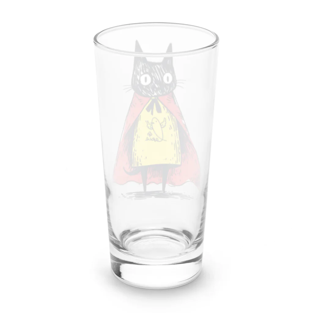 Lapis SHOPの黒猫ヒーロー Long Sized Water Glass :back