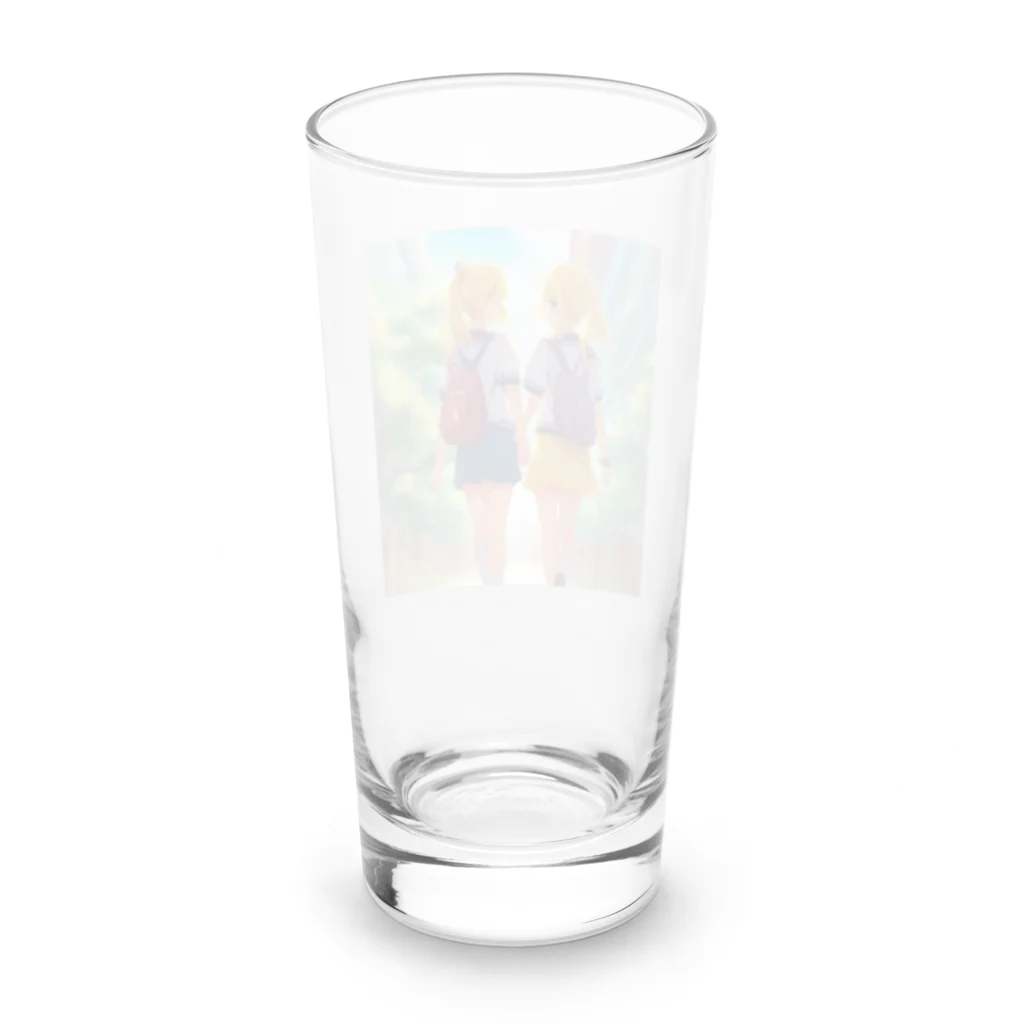 アニメ好きの野生味溢れる店J JK専門店の下校道の二人組の金髪JK  Long Sized Water Glass :back