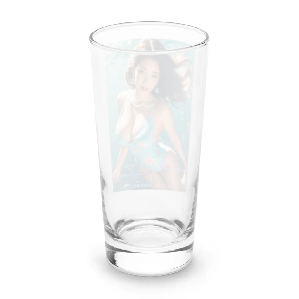 ramekoのラメ子_水着_青 Long Sized Water Glass :back