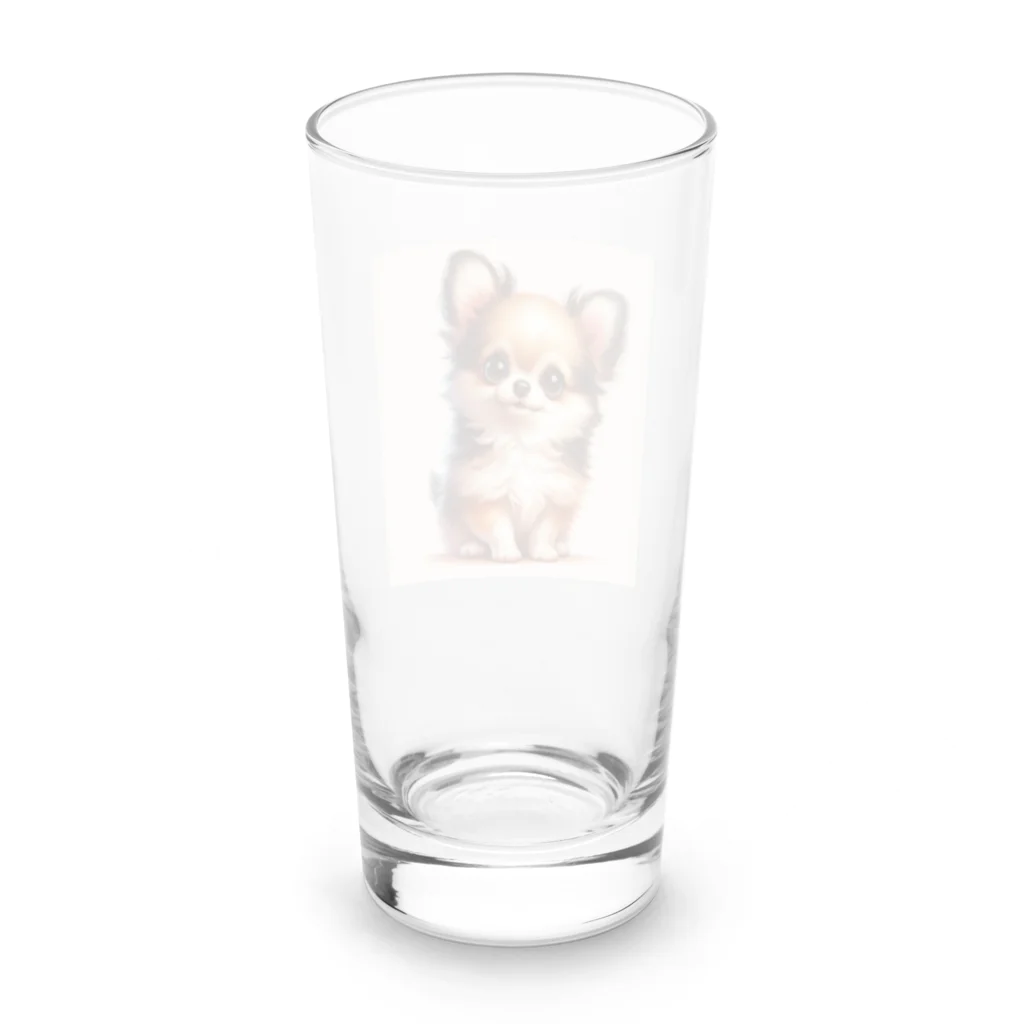 サボのドッグショップのふわふわなチワワ Long Sized Water Glass :back