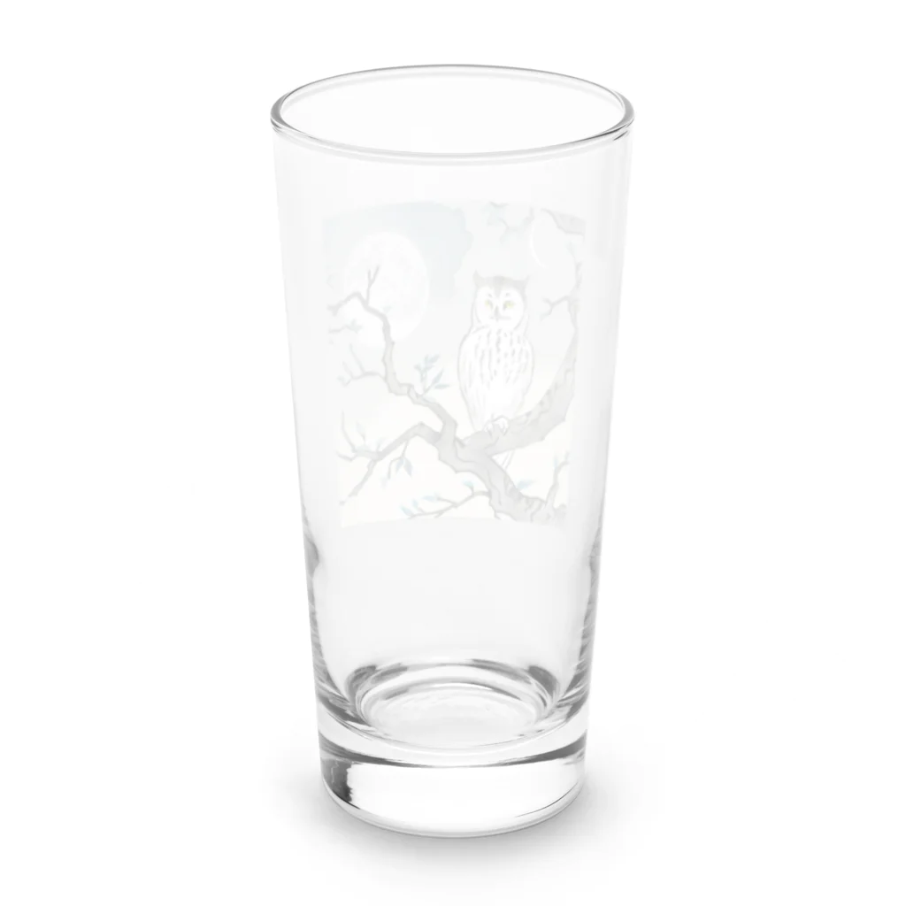 bigbamboofamilyの月明かりと梟 Long Sized Water Glass :back