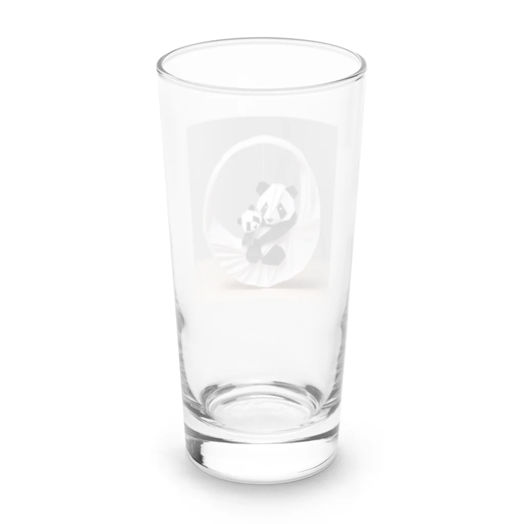 gigaグッズの輪っかで遊ぶ親子の折り紙パンダ Long Sized Water Glass :back