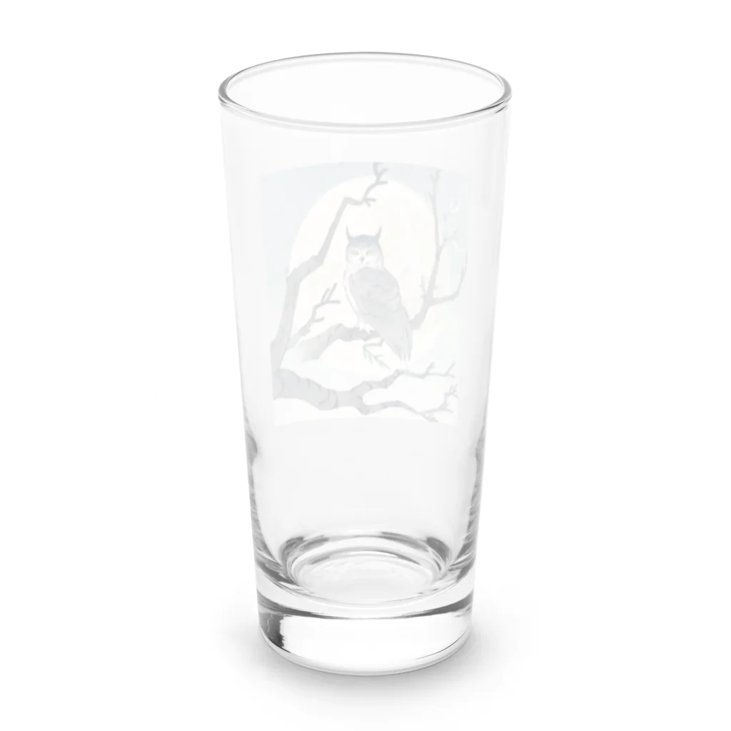 bigbamboofamilyの月に照らされた梟 Long Sized Water Glass :back