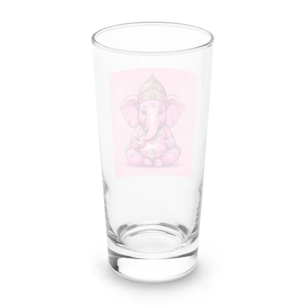 らっきーだよねのピンクガネーシャ　がねちゃん Long Sized Water Glass :back