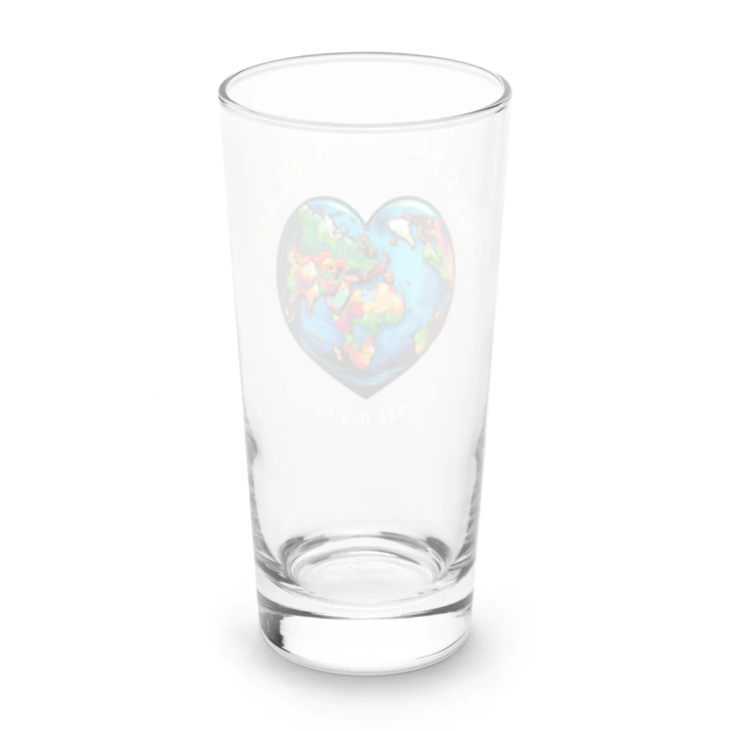 KULIEITAの地球の日　Earth day 地球　ハート　ブルー Long Sized Water Glass :back