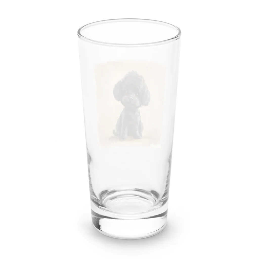 Dan-2024の可愛い黒のトイプードル Long Sized Water Glass :back